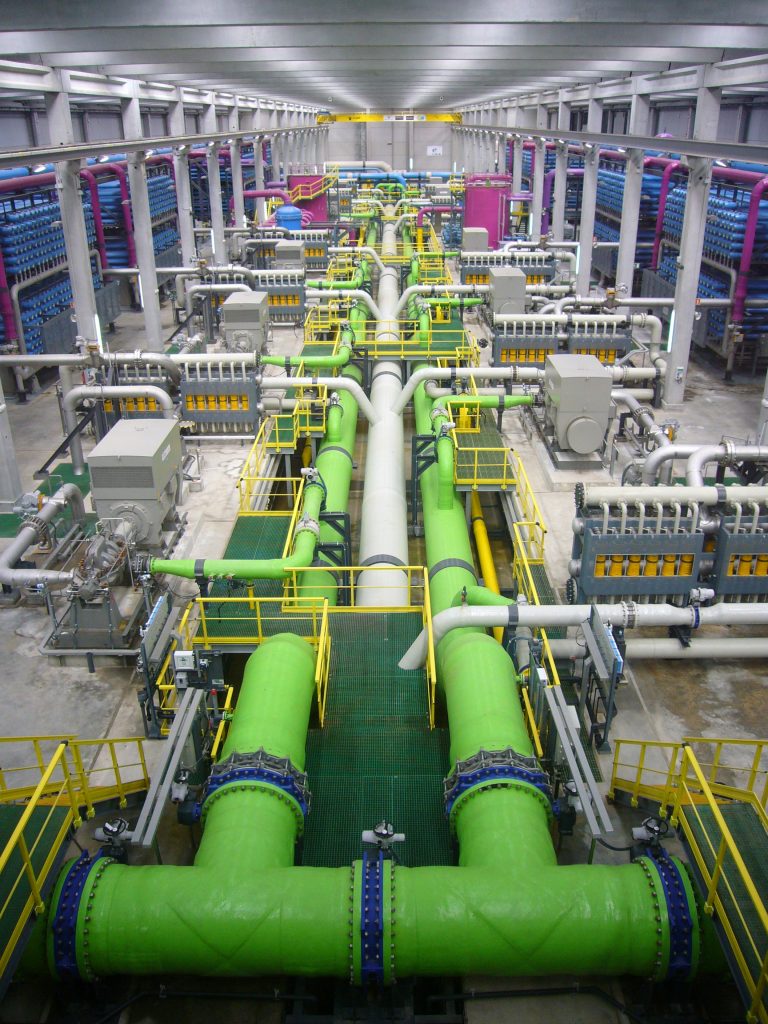 Reverse osmosis, as seen here, can now be combined with older multi-stage flash technology to increase efficiencies